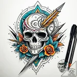 Needle threading bone relic, artistic tattoo… – style Jaeger Simple – tattoo sketch (21.11.2025 17:44)