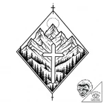 Tattoo sketch a pixelated mountain range with… – style Jaeger Mini – tattoo sketch (21.11.2025 19:25)