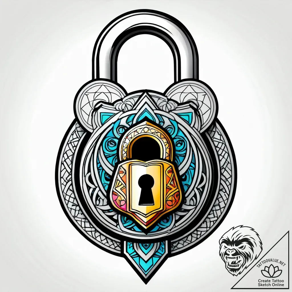 Tattoo design a digital padlock with a styliz... - style Jagger Old - tattoo sketch (21.11.2025 19:45)