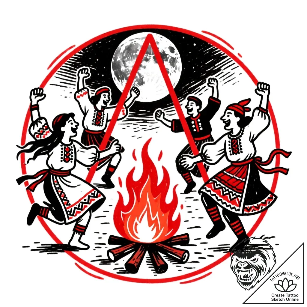 Tat tattoo sketch, pagan sacred circle with d... - style Flux Inscriptions - tattoo sketch (21.11.2025 20:05)