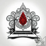 A journalist in a flak jacket, typing on a la… – style Jagger Old – tattoo sketch (21.11.2025 21:05)