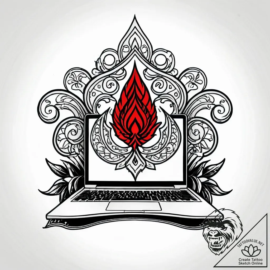 A journalist in a flak jacket, typing on a la... - style Jagger Old - tattoo sketch (21.11.2025 21:05)