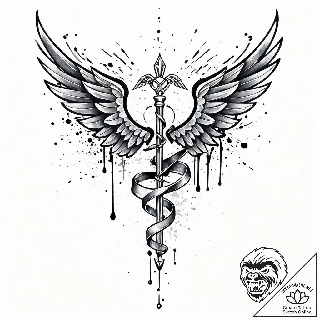 Tattoo sketch, minimalist hermes silhouette w... - style Jaeger Mini - tattoo sketch (21.11.2025 22:05)