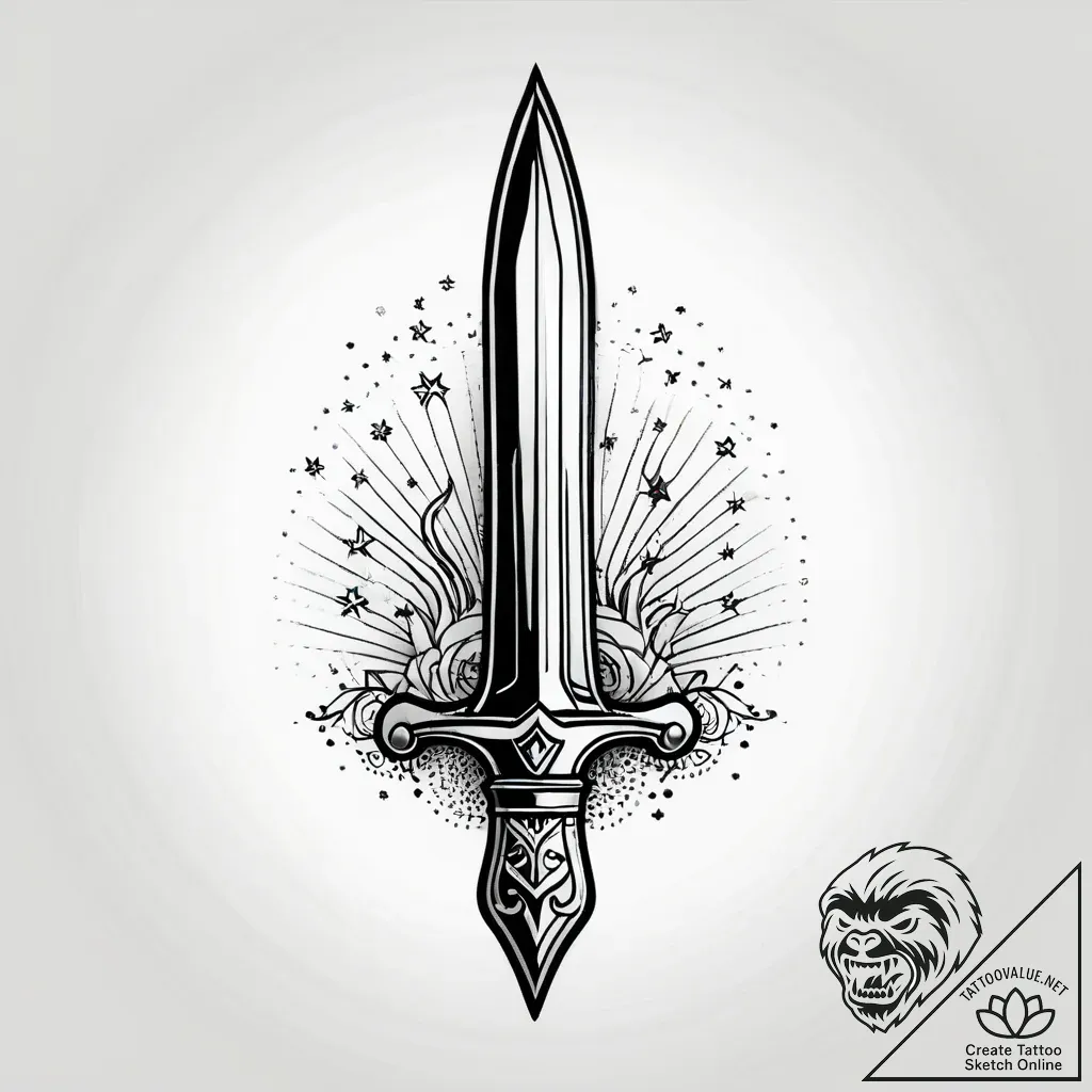 Astral dagger with comet trail, concept art f... - style Jagger Old - tattoo sketch (21.11.2025 22:25)