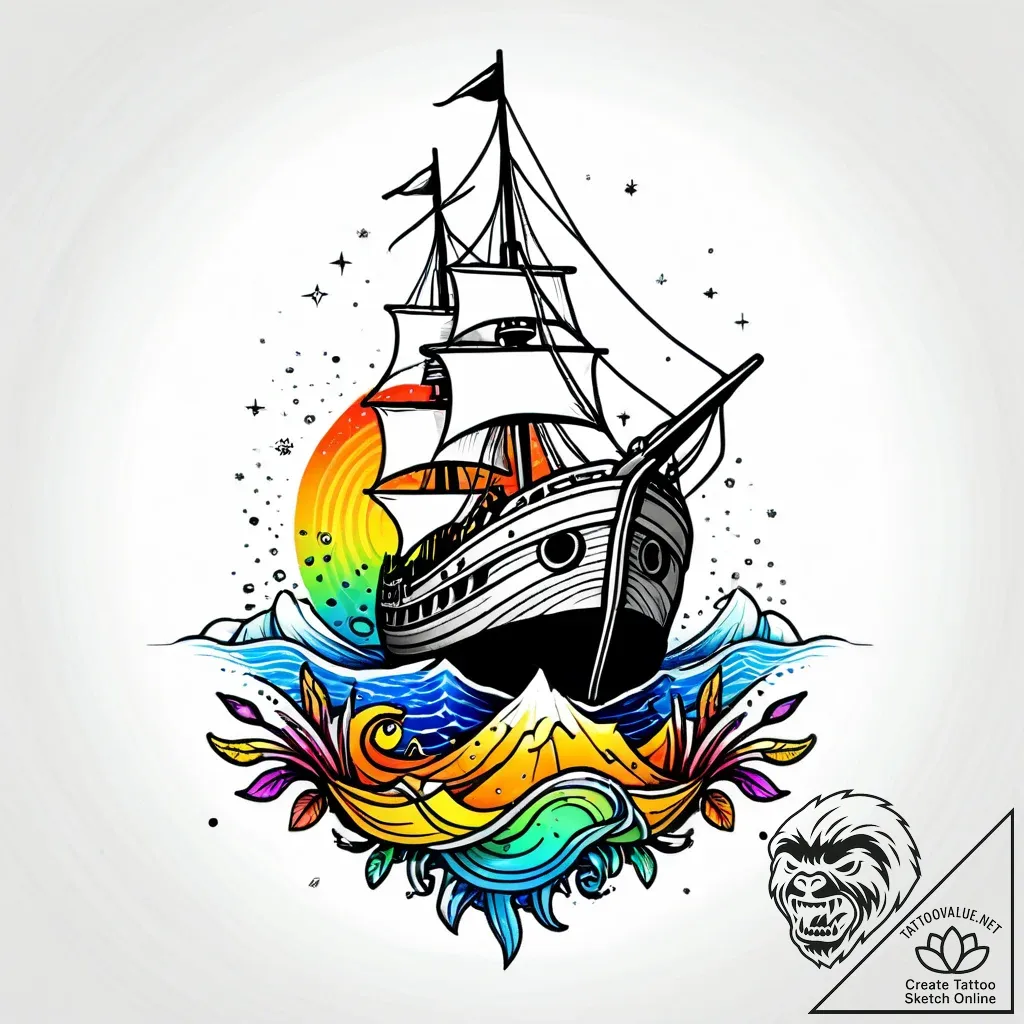 The eerie beauty of a shipwreck visible just... - style Jagger Old - tattoo sketch (21.11.2025 23:45)