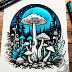 Tat tattoo sketch, glowing magical mushrooms… – style Jaeger Simple – tattoo sketch (22.11.2025 03:04)