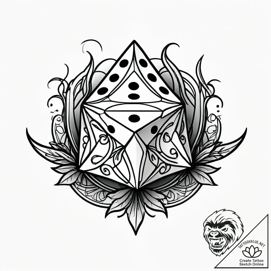 кубики, tattoo drawing outline, bold outlines... - style Jagger Old - tattoo sketch (22.11.2025 05:05)