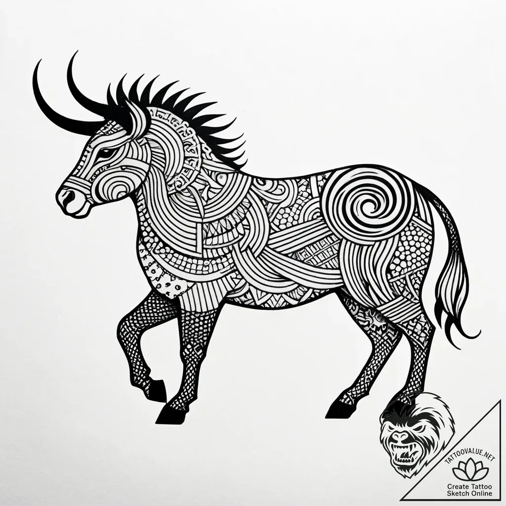 Tattoo design a zodiac animal's silhouette fo... - style Jaeger Simple - tattoo sketch (22.11.2025 07:05)