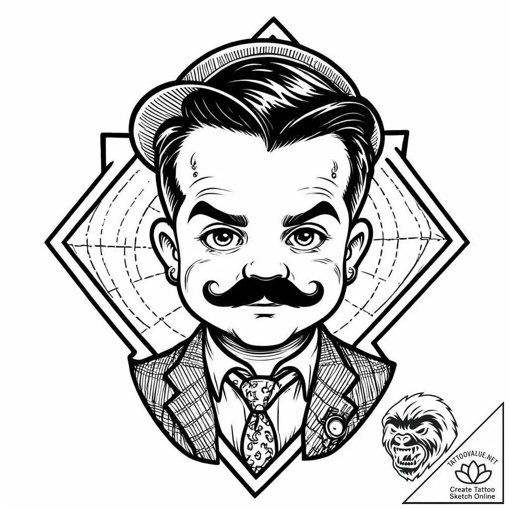 Tattoo sketch, boss baby with tiny mustache a... - style Jaeger Mini - tattoo sketch (22.11.2025 07:24)