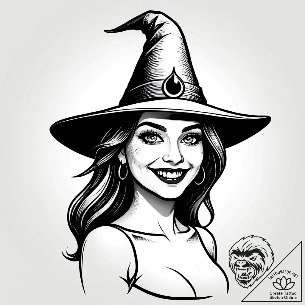 Tat tattoo sketch, nimona with mischievous gr... - style Jagger Old - tattoo sketch (22.11.2025 07:45)