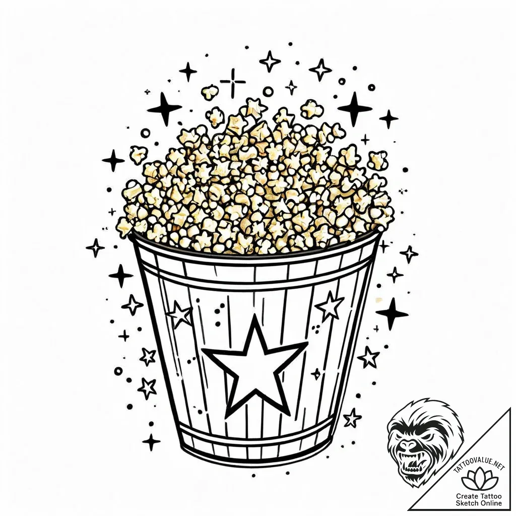 Tat tattoo sketch, cinephile’s popcorn bucket... - style Jaeger Mini - tattoo sketch (22.11.2025 08:44)
