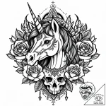 Unicorn, graceful and ethereal, not cartoonis… – style Jaeger Mini – tattoo sketch (22.11.2025 10:05)