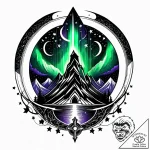 Tat tattoo sketch, northern lights shimmering… – style Jagger Old – tattoo sketch (22.11.2025 14:25)