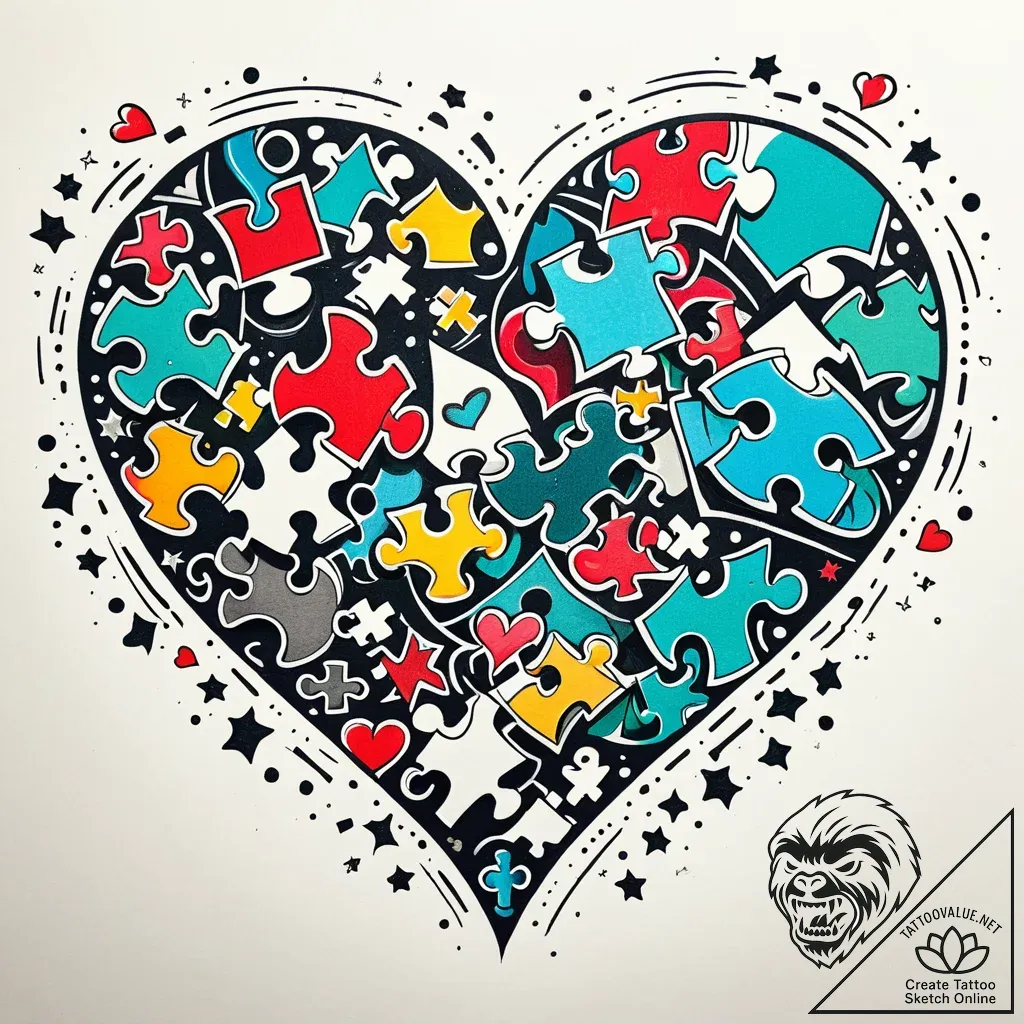 Tattoo design a heart shaped from two interlo... - style Jaeger Simple - tattoo sketch (22.11.2025 15:05)