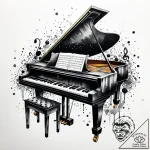 Tattoo sketch, grand piano keyboard flowing i… – style Jaeger Simple – tattoo sketch (22.11.2025 16:25)