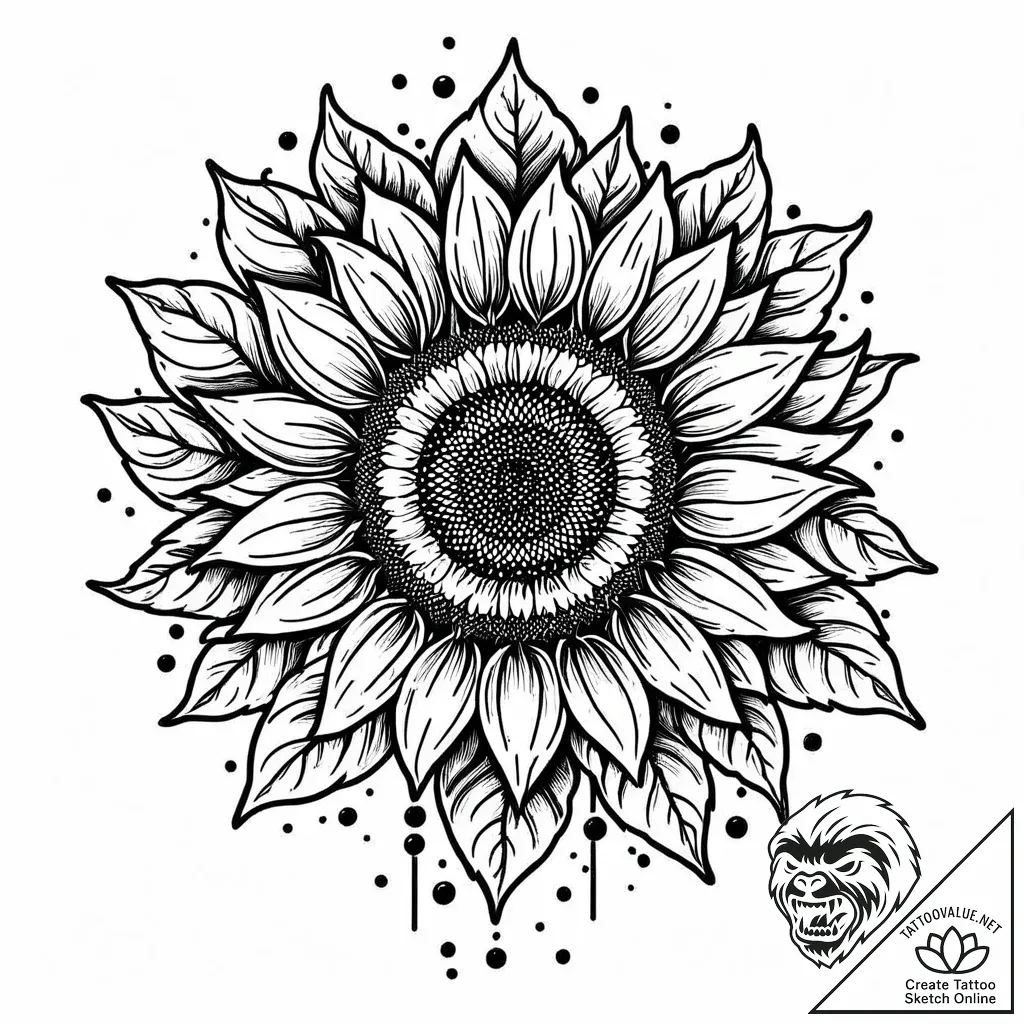 Tattoo design a minimalist sunflower, its see... - style Jaeger Mini - tattoo sketch (22.11.2025 16:44)