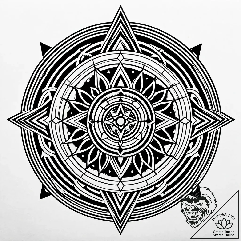 Labyrinth beneath eclipsed stars, tattoo draw... - style Jaeger Simple - tattoo sketch (22.11.2025 17:39)