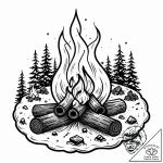 A powerful burning campfire in snow, warmth,,… – style Jaeger Mini – tattoo sketch (22.11.2025 17:44)