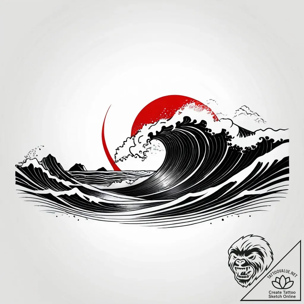 Tattoo sketch a minimalist wave cresting towa... - style Jagger Old - tattoo sketch (22.11.2025 18:04)