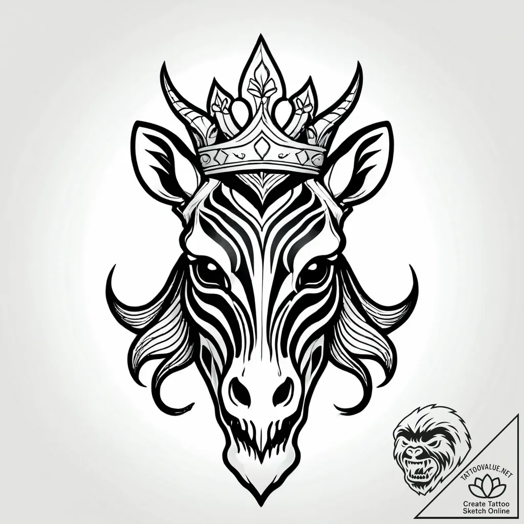 Zebra skull crowned with ivy, tattoo flash sh... - style Jagger Old - tattoo sketch (22.11.2025 19:25)