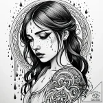 Tattoo sketch, sadness with raindrops falling… – style Jaeger Simple – tattoo sketch (22.11.2025 20:05)