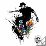 Tat tattoo sketch, skateboarder in mid-air si… – style Jaeger Mini – tattoo sketch (22.11.2025 20:24)
