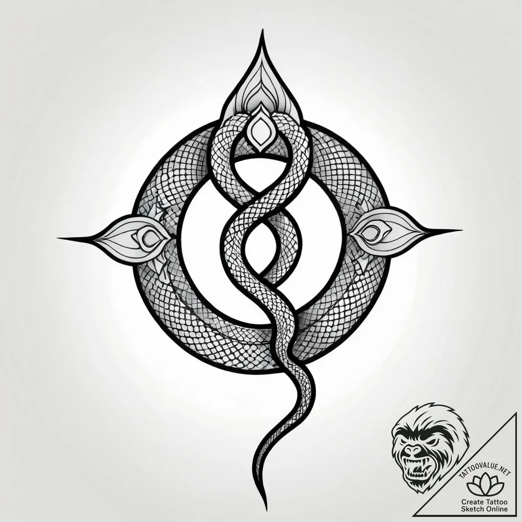 Hidden serpent beneath celestial bloom, conce... - style Jagger Old - tattoo sketch (22.11.2025 20:44)