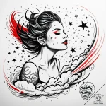 Tat tattoo sketch, dreamer’s silhouette float… – style Jaeger Simple – tattoo sketch (22.11.2025 21:25)