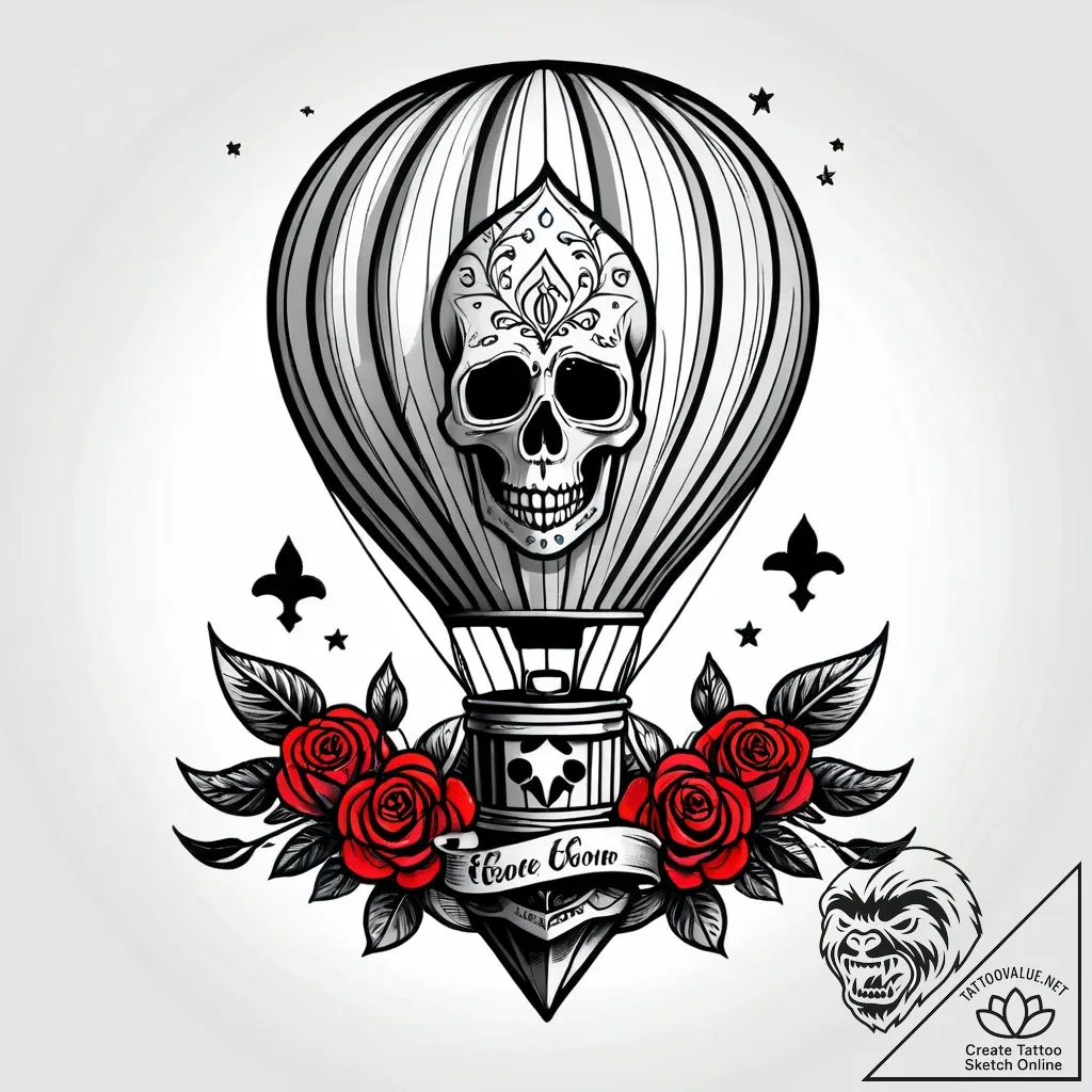 A whimsical hot air balloon festival over rol... - style Jagger Old - tattoo sketch (22.11.2025 22:04)