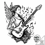 Tattoo sketch, musician playing electric guit… – style Jaeger Mini – tattoo sketch (22.11.2025 23:05)