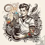 Tat tattoo sketch, bartender’s hand mixing co… – style Jaeger Simple – tattoo sketch (23.11.2025 01:25)