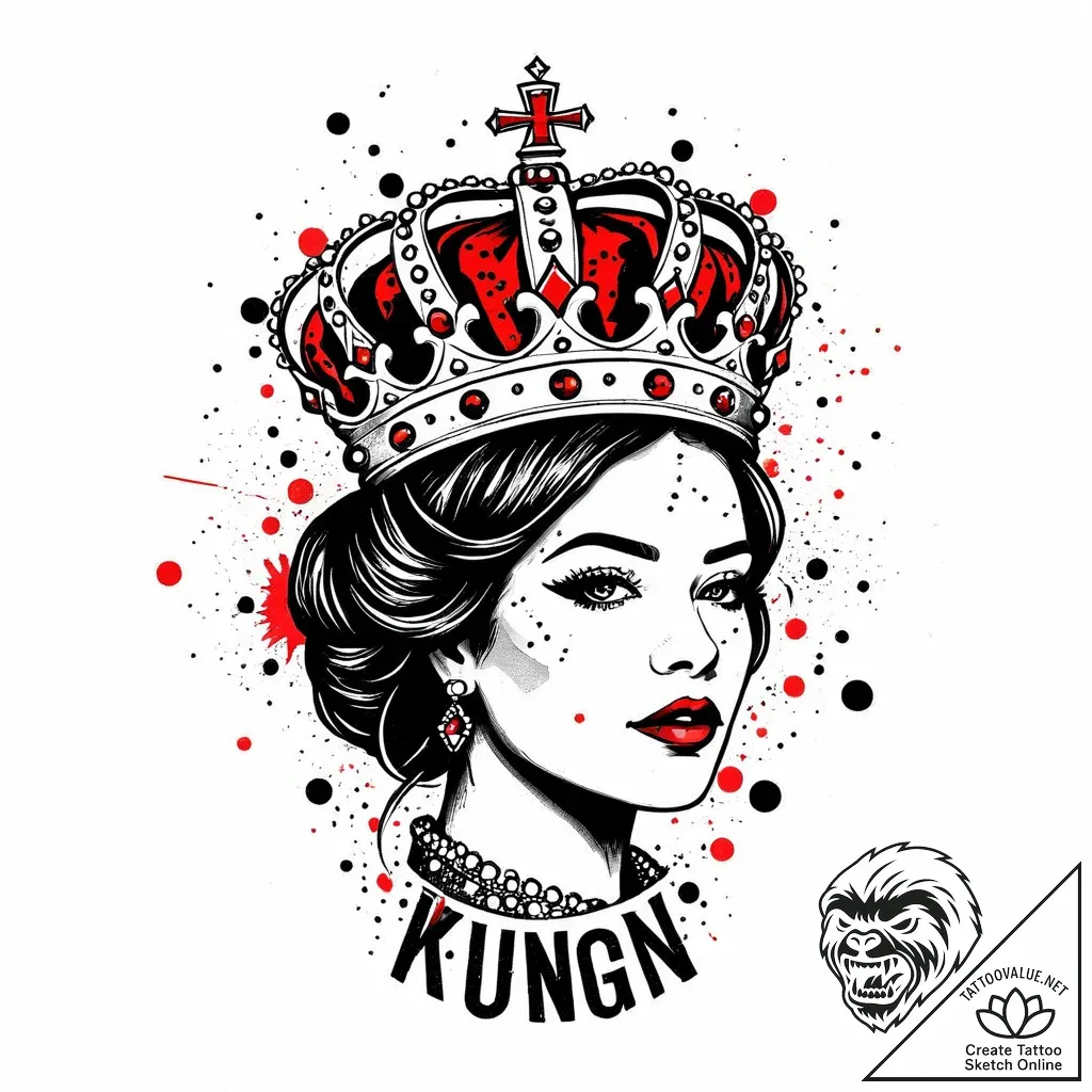 Tattoo design a small, elegant "king" or "que... - style Jaeger Mini - tattoo sketch (23.11.2025 01:44)