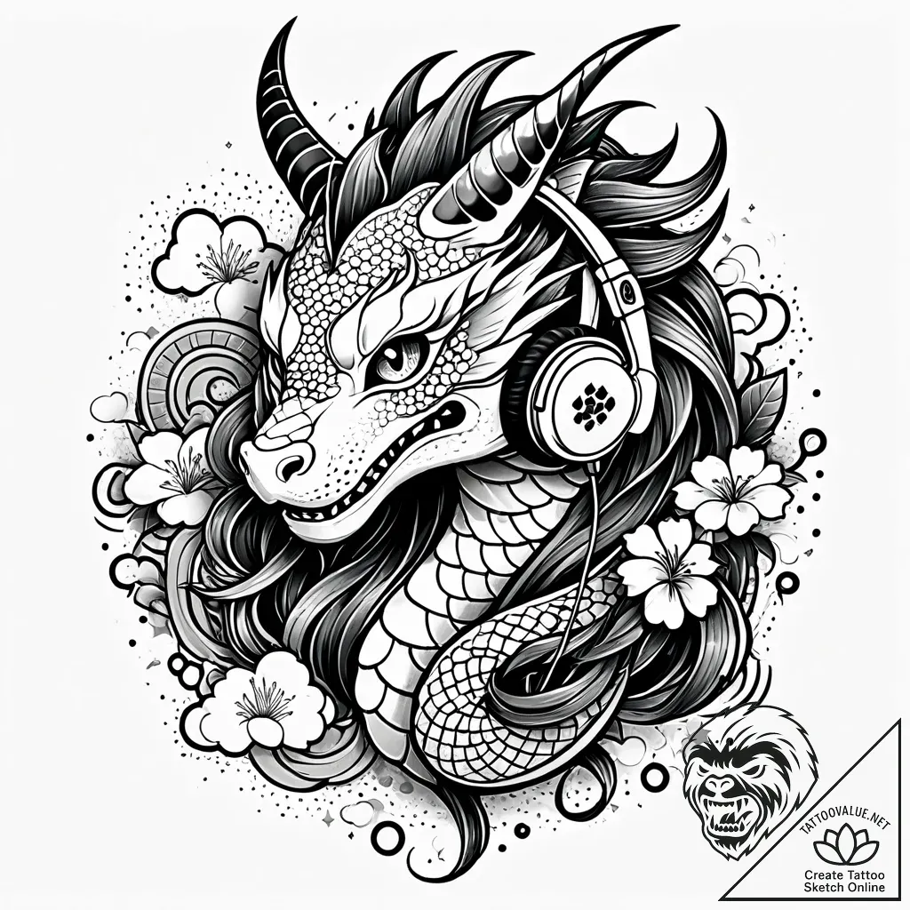 Tat tattoo sketch, streamer headset with colo... - style Jaeger Simple - tattoo sketch (23.11.2025 02:45)