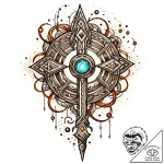 Tat tattoo sketch, fantasy character wielding… – style Jaeger Mini – tattoo sketch (23.11.2025 03:05)