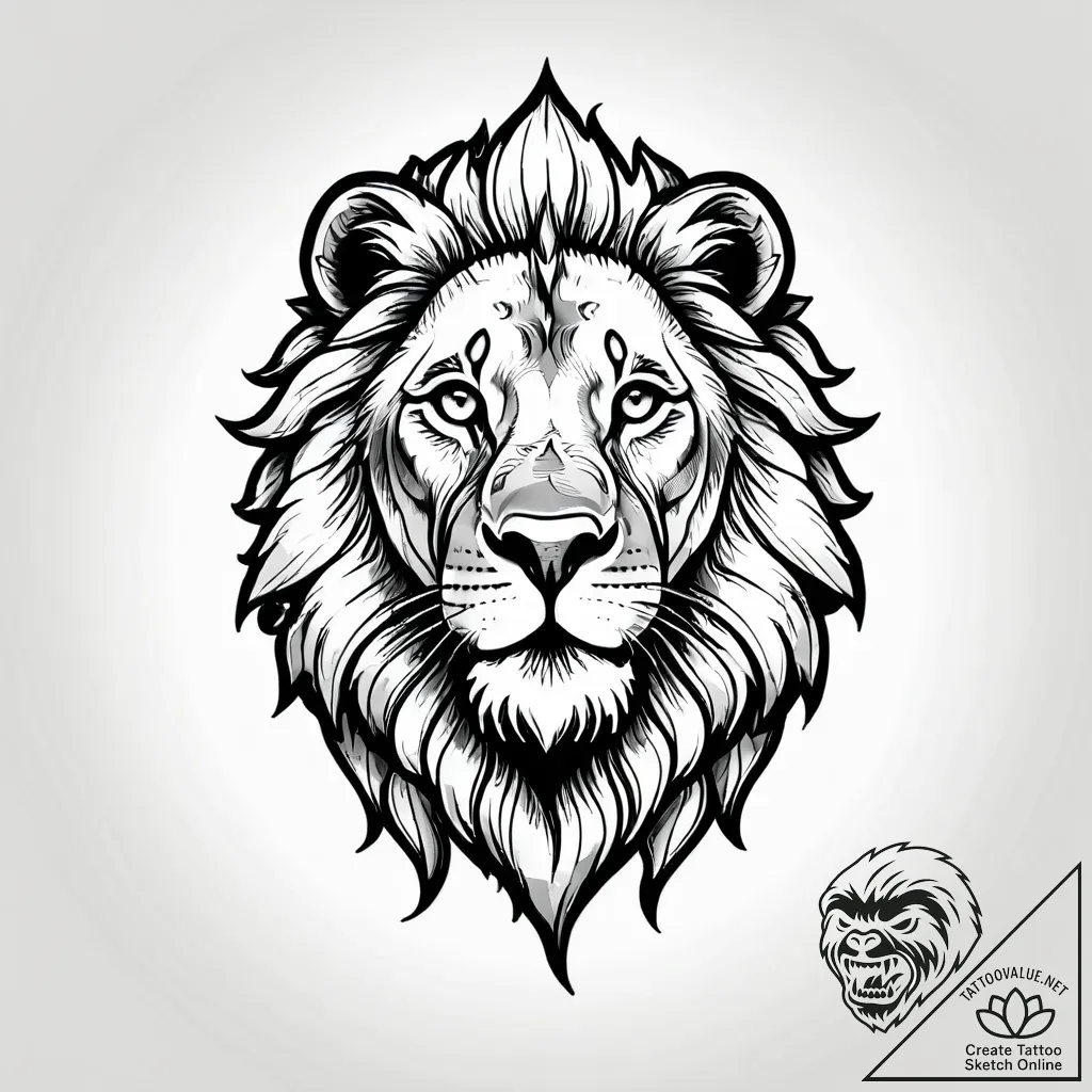 Ashen lion breaking ancient seal, tattoo line... - style Jagger Old - tattoo sketch (23.11.2025 03:25)