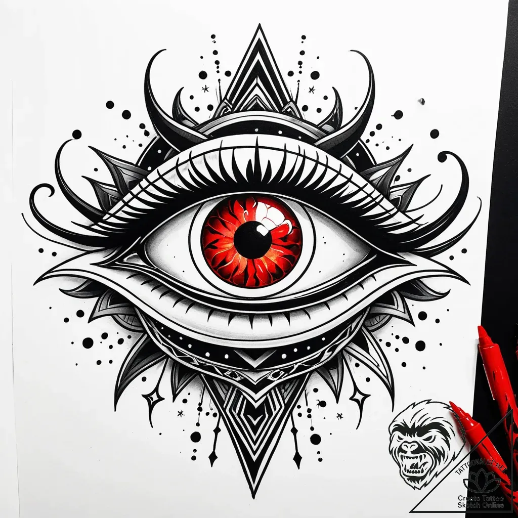 Tattoo sketch a cosmic eye, symbolizing vigil... - style Jaeger Simple - tattoo sketch (23.11.2025 05:24)