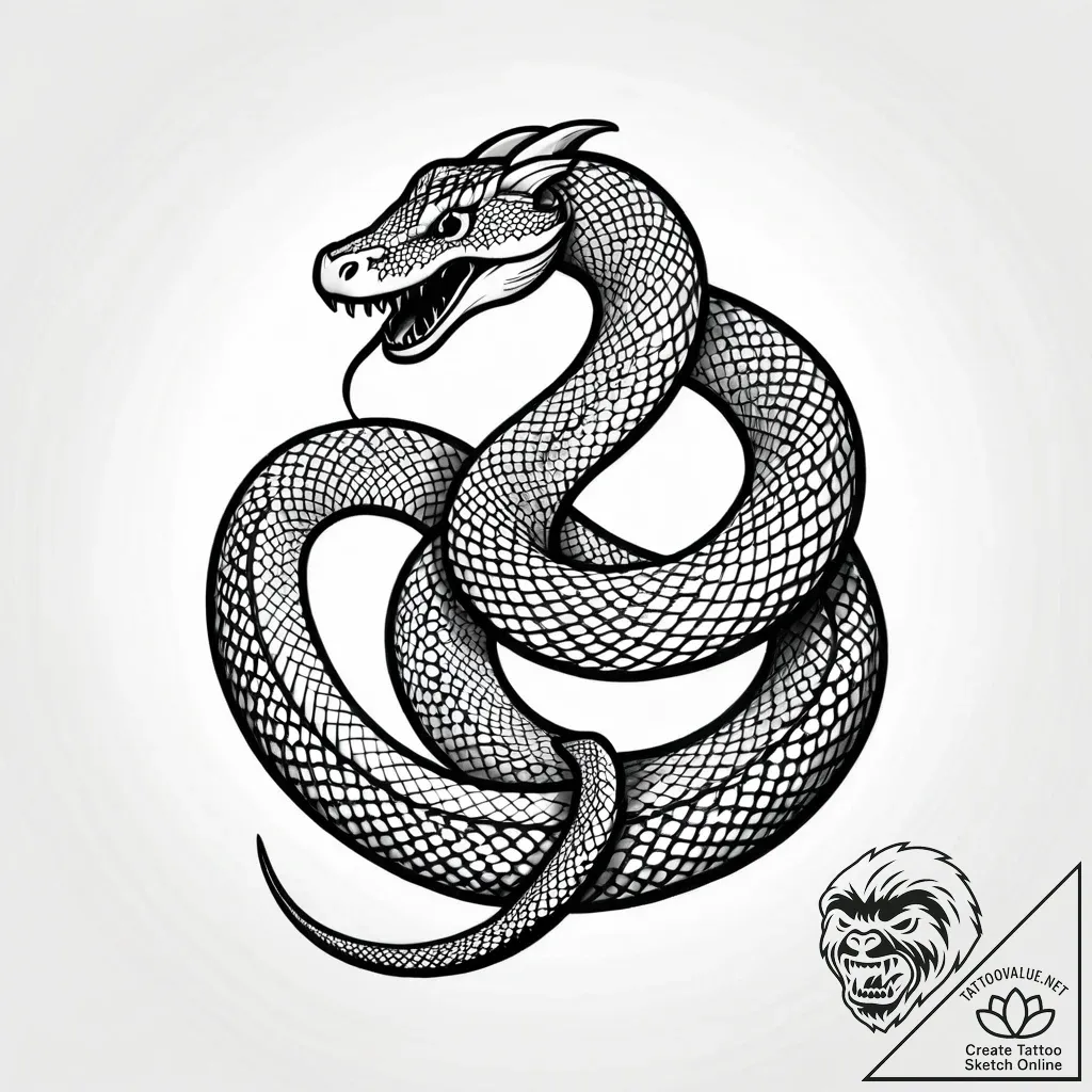 River serpent beneath frozen surface, ink ill... - style Jagger Old - tattoo sketch (23.11.2025 06:04)