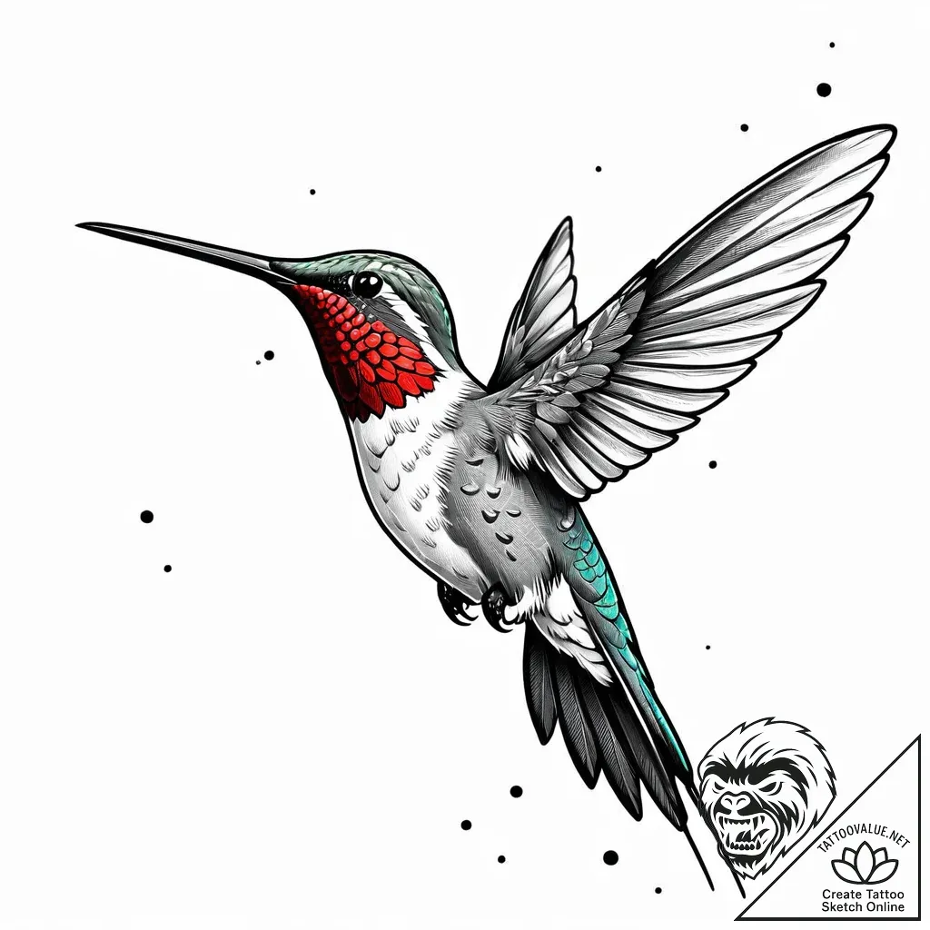 Tattoo sketch, thin outline of hummingbird wi... - style Jaeger Mini - tattoo sketch (23.11.2025 08:24)