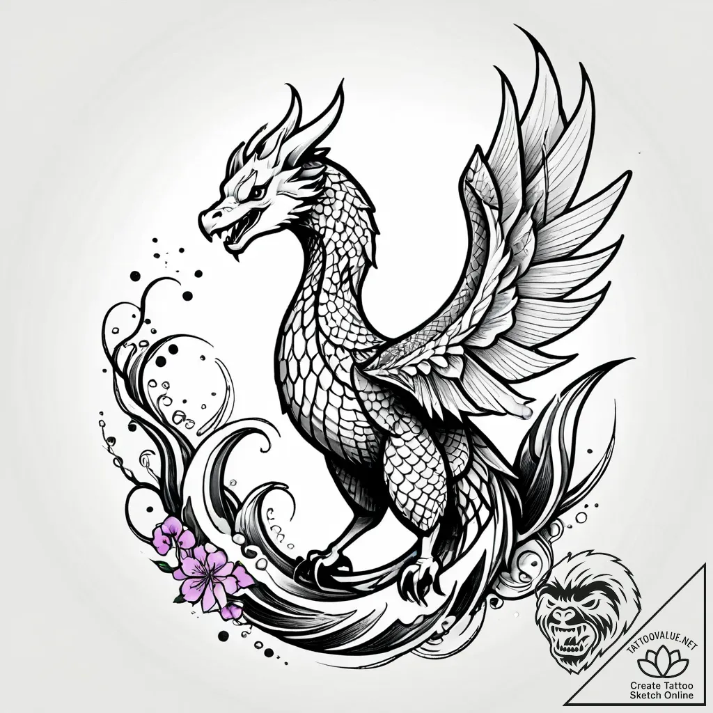 Arcane phoenix with crystal wings, tattoo ske... - style Jagger Old - tattoo sketch (23.11.2025 08:44)