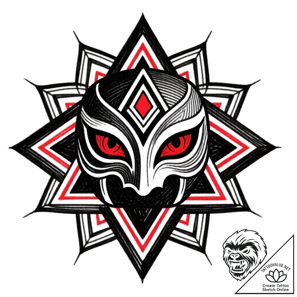 Hollow eyes in spectral mask, concept art for... - style Flux Inscriptions - tattoo sketch (23.11.2025 09:05)