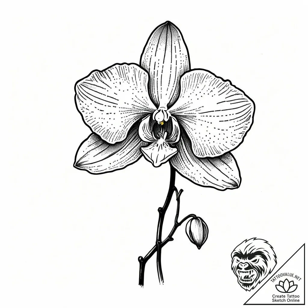 Tattoo design a single, elegant orchid, with... - style Jaeger Mini - tattoo sketch (23.11.2025 09:45)