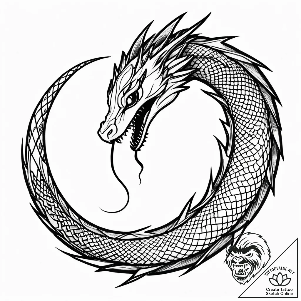 Ancient serpent devouring own tail, tattoo li... - style Jaeger Simple - tattoo sketch (23.11.2025 10:45)