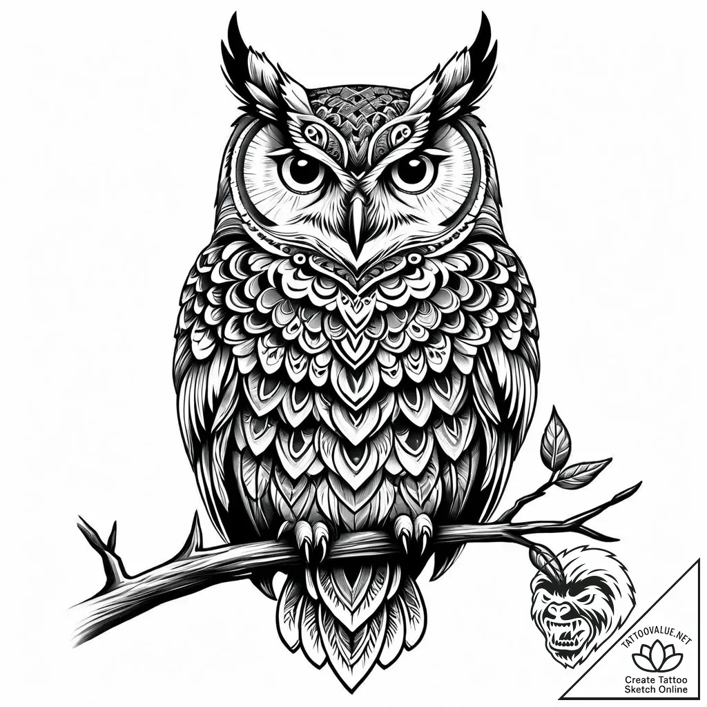 филин, artistic tattoo sketch, ornamental tat... - style Jaeger Mini - tattoo sketch (23.11.2025 12:25)