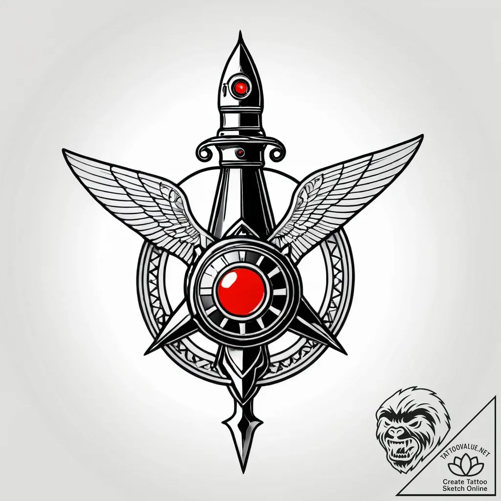 Ray-gun, retro sci-fi style, with intricate e... - style Jagger Old - tattoo sketch (23.11.2025 12:45)