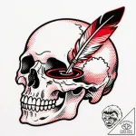 A skull used as an inkwell with a quill, tatt… – style Flux Inscriptions – tattoo sketch (23.11.2025 13:05)