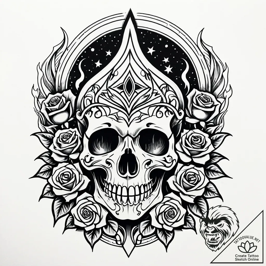 Onyx relic devouring celestial flame, tattoo... - style Jaeger Simple - tattoo sketch (23.11.2025 13:24)