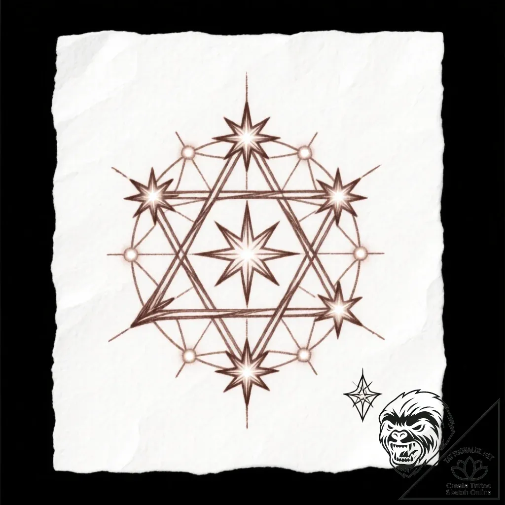 Tat tattoo sketch, intricate sacred geometry... - style Flux Inscriptions - tattoo sketch (23.11.2025 14:25)