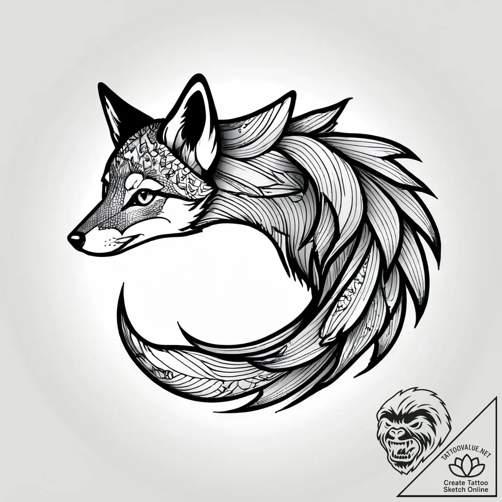 Tattoo sketch, abstract swirling fox tail ble... - style Jagger Old - tattoo sketch (23.11.2025 17:48)