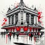 A crowded platform in a grand, old train stat… – style Jaeger Simple – tattoo sketch (23.11.2025 18:25)