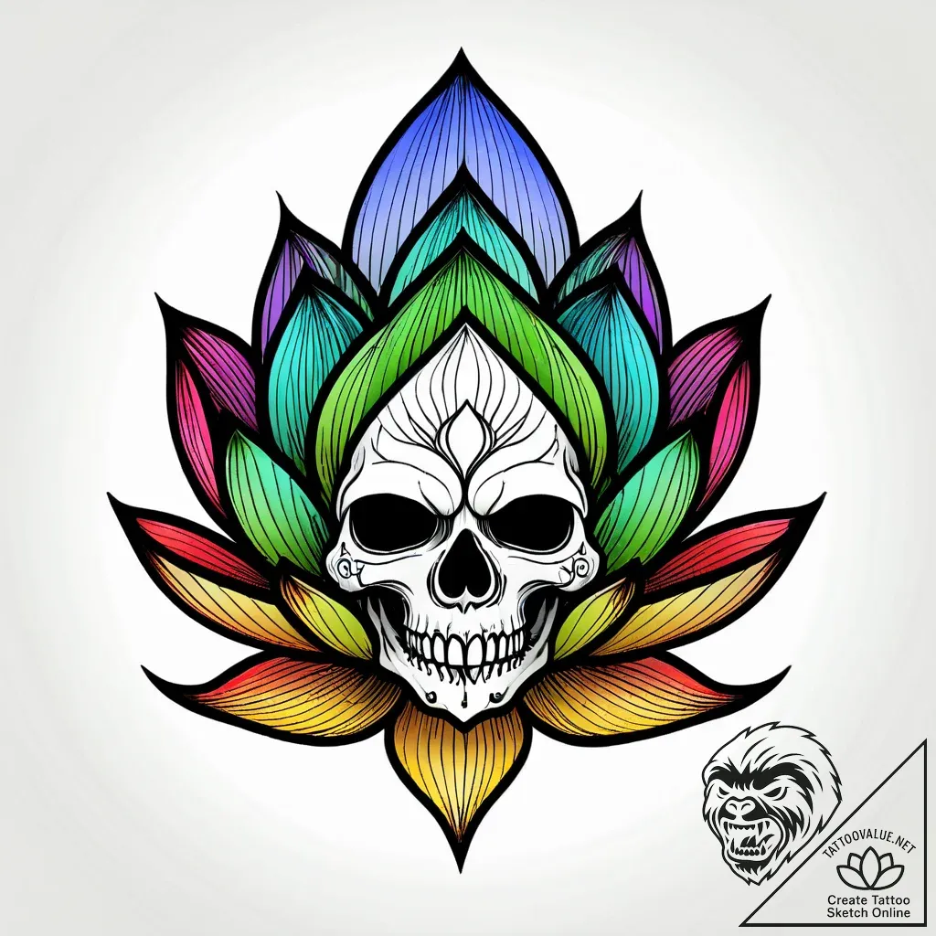 Lotus flower opening to reveal a skull, conce... - style Jagger Old - tattoo sketch (23.11.2025 19:05)